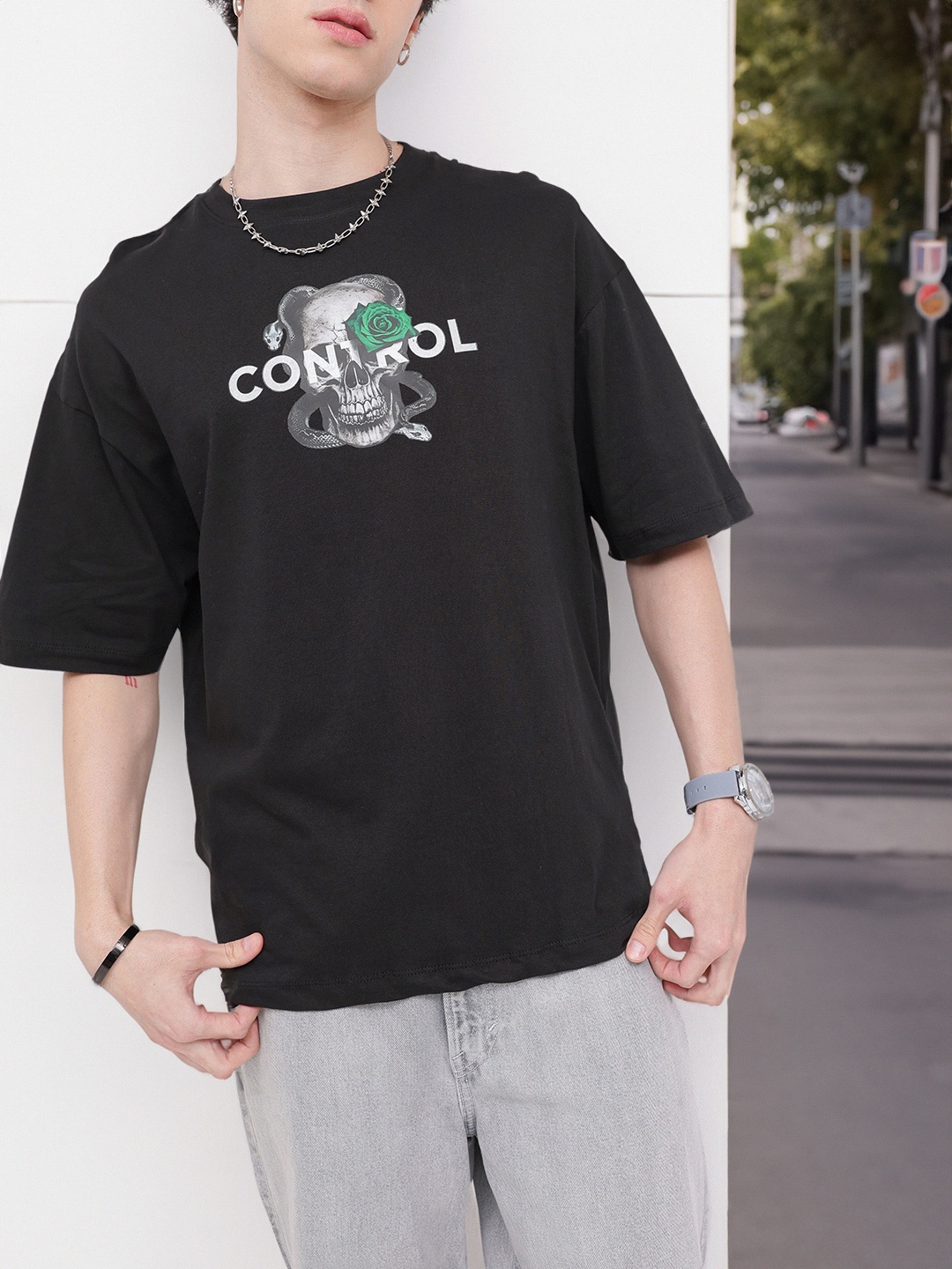 

Kook N Keech Gothic Glam Printed Oversized T-shirt, Black