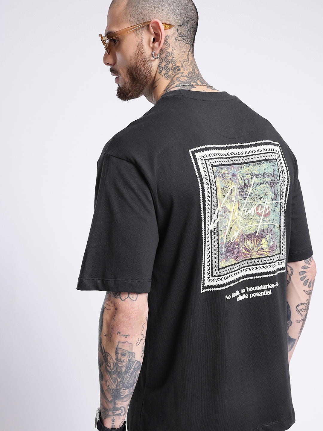 

glitchez Limitless Life Printed Relaxed Fit T-shirt, Black