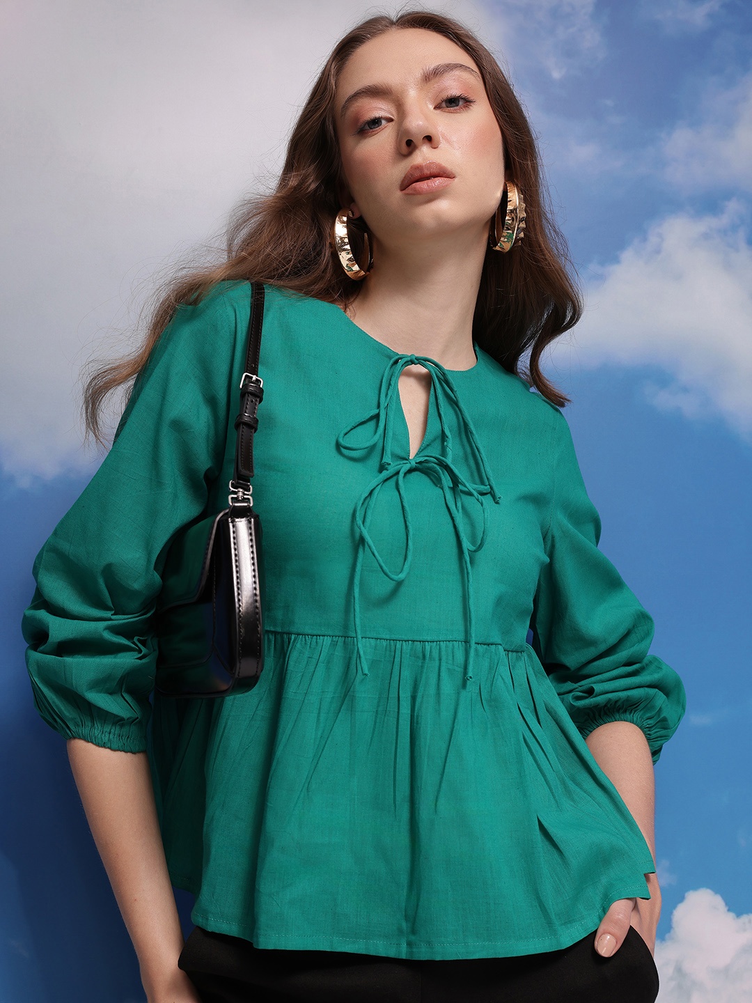 

CORSICA Tie-Up Detail Top, Green
