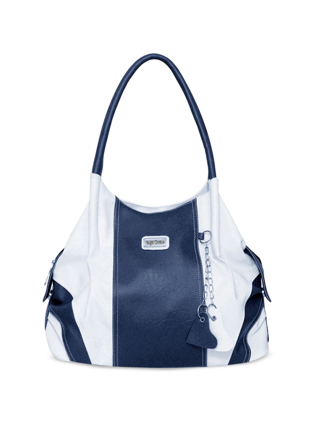 

FLOTO PU Oversized Bucket Shoulder Bag with Cut Work, Blue
