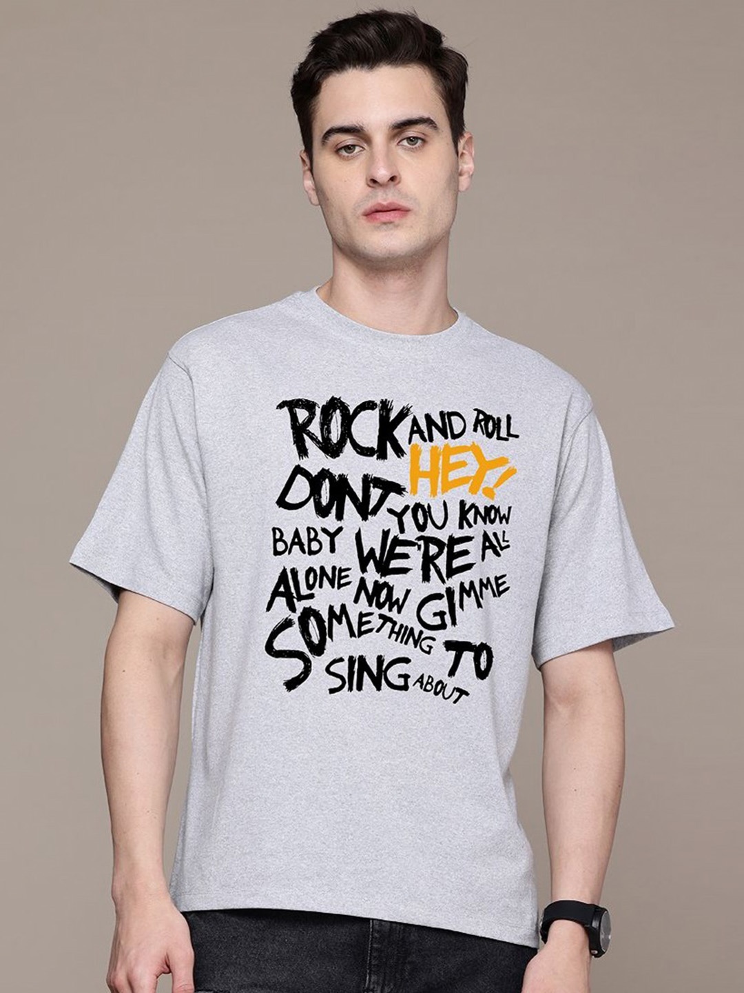 

Moda Rapido Men Printed Applique T-shirt, Grey