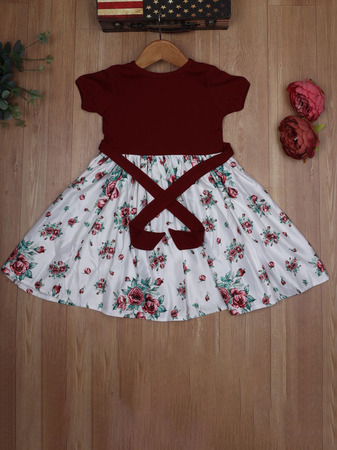 

BAESD Floral Print Fit & Flare Dress, Maroon