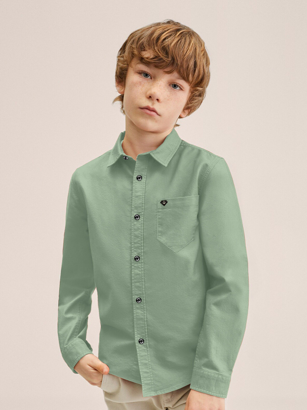 

SKY PEARL Boys Comfort Opaque Casual Shirt, Green