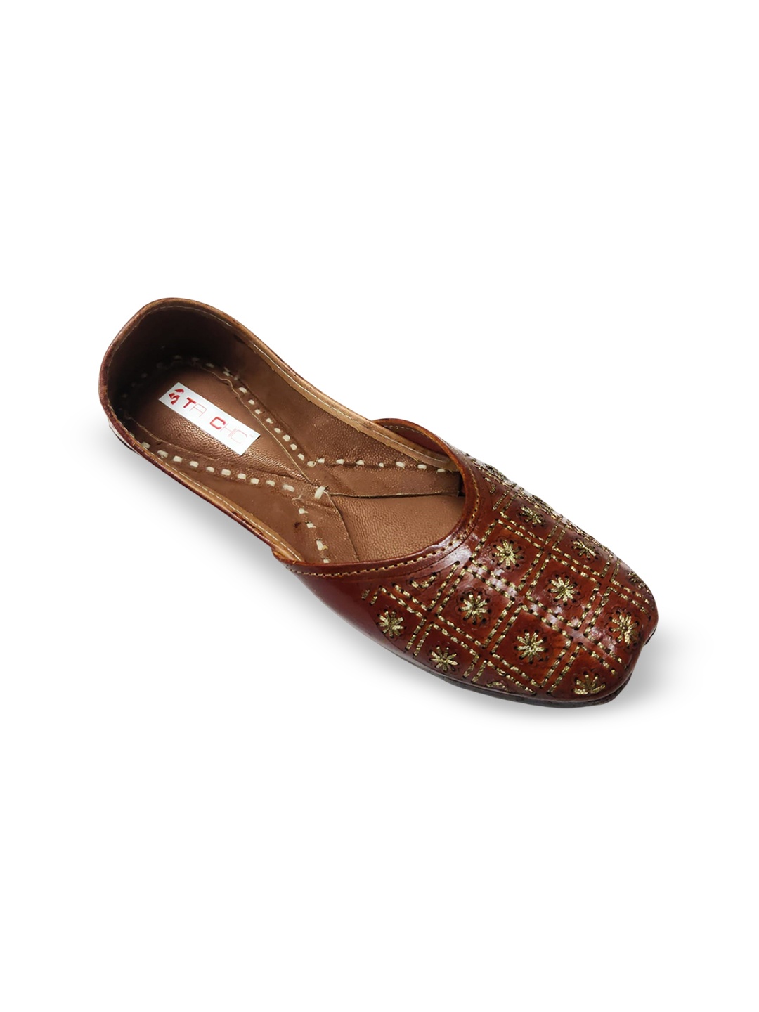 

Ta Chic Women Embellished Ethnic Mojaris with Embroidered Flats, Brown