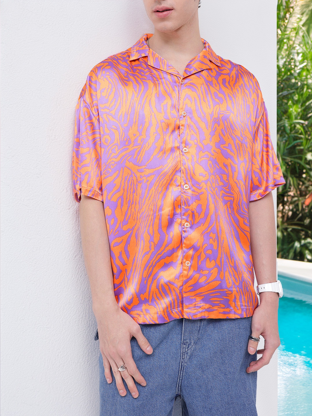 

Kook N Keech Creative Splash Printed Oversized Fit Shirt, Orange