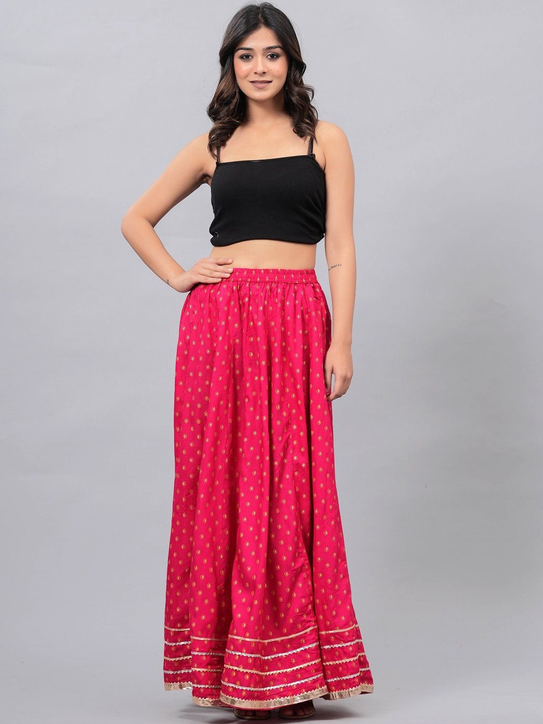 

Clothy N Wave Striped A-Line Maxi Skirt, Pink