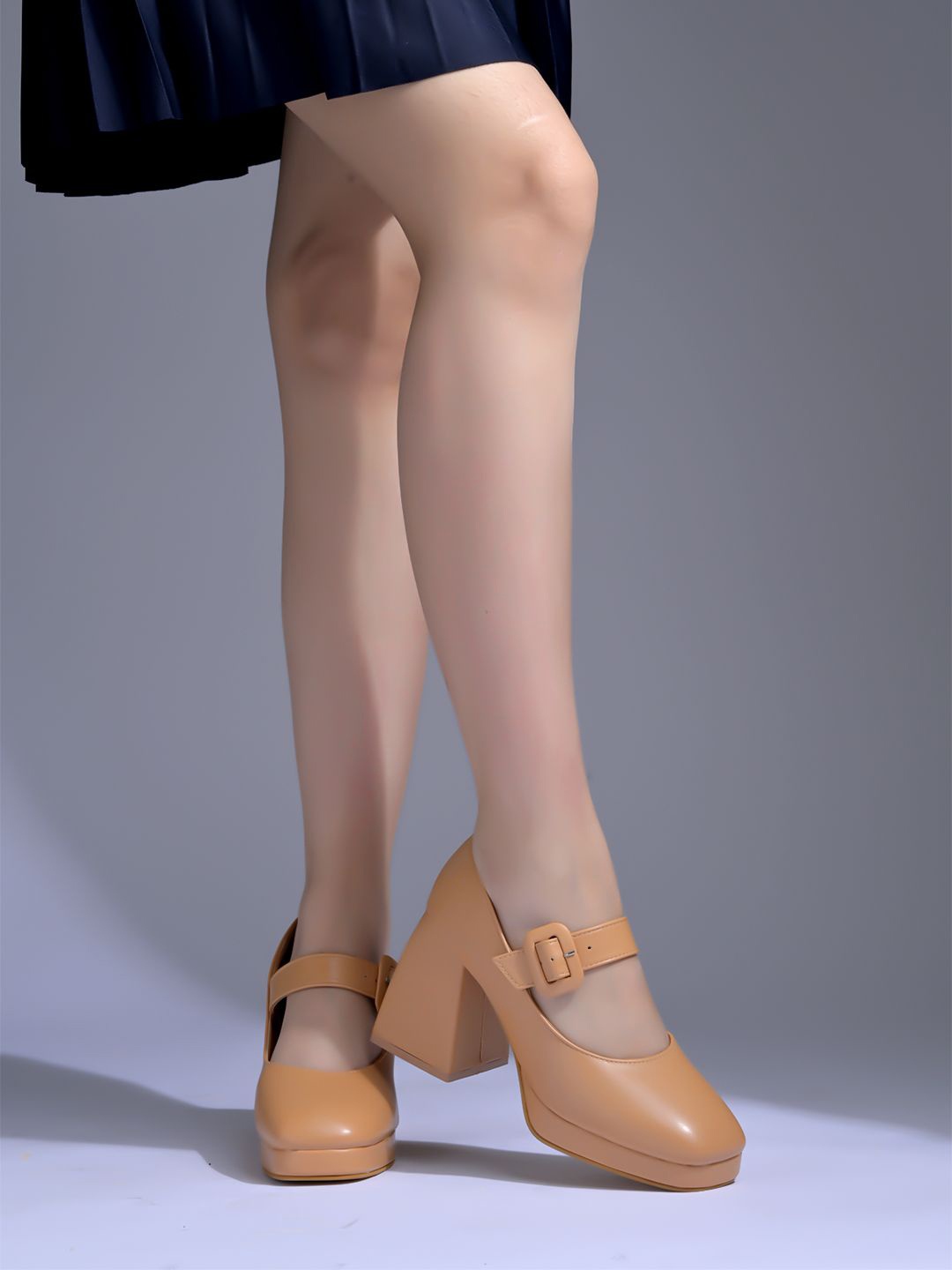 

Shoetopia Block Pumps, Beige
