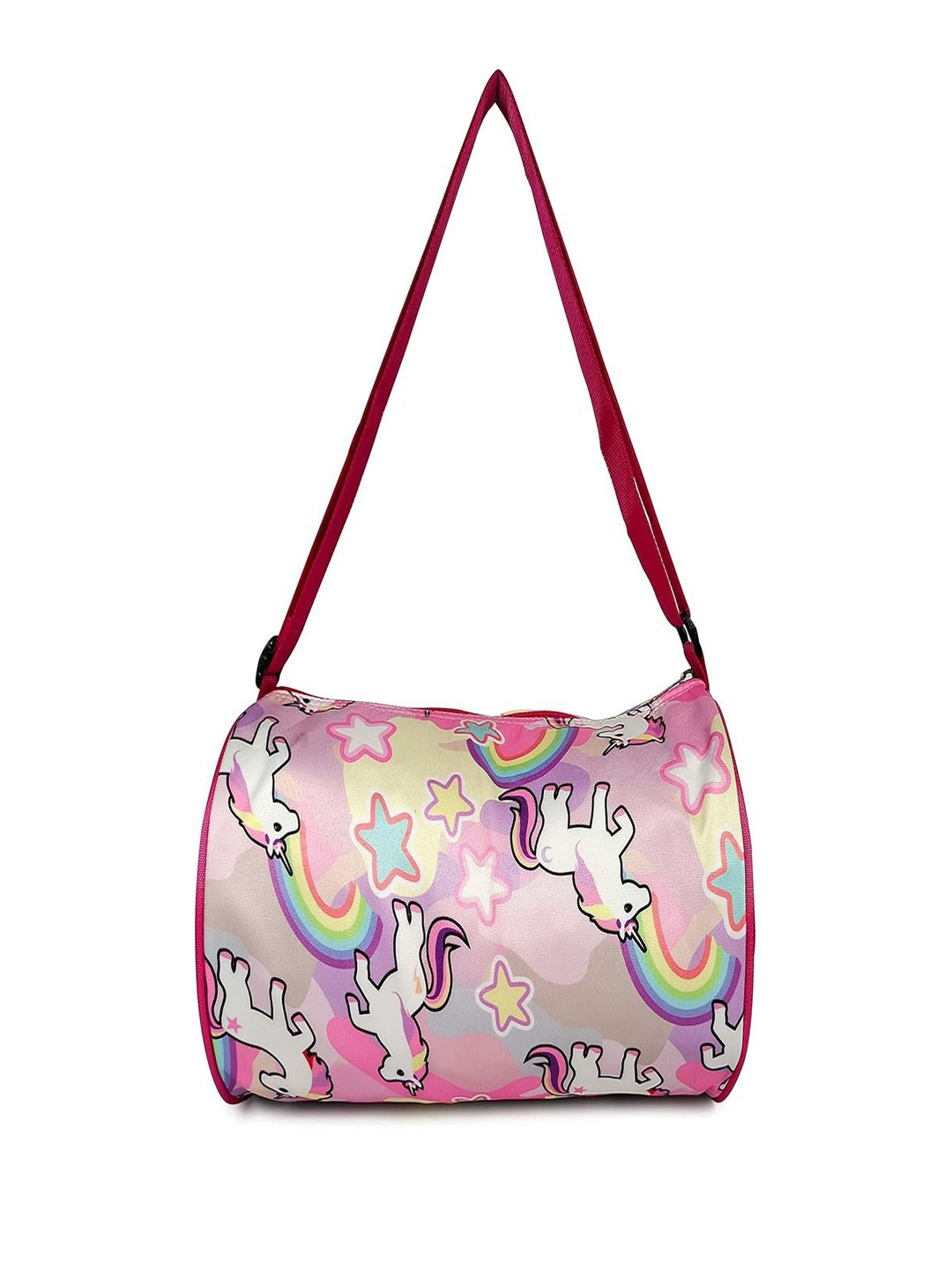 

ANNA CREATIONS Girls Printed Glitter Sports Duffel Bag, Pink