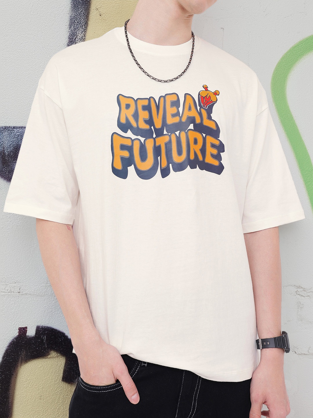 

Kook N Keech Create The Future Printed Oversized T-shirt, White