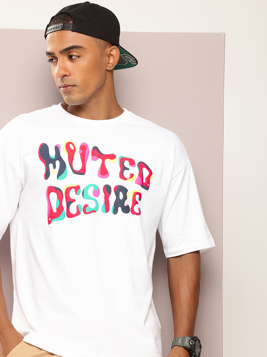 

Kook N Keech Printed Drop-Shoulder Sleeves Oversized Pure Cotton T-shirt, White