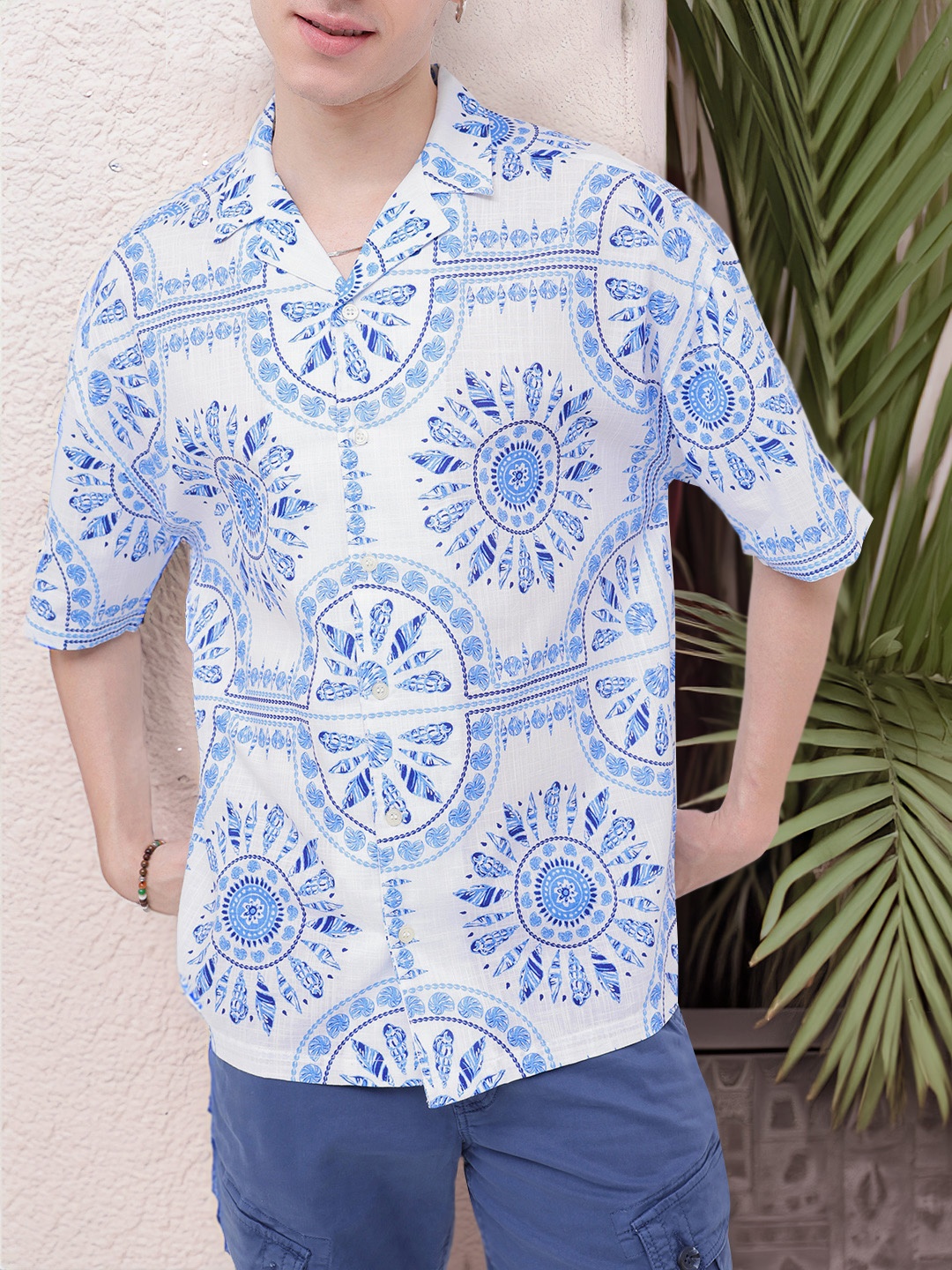 

Kook N Keech Authentic Ethnic Pattern Printed Oversized Shirt, White