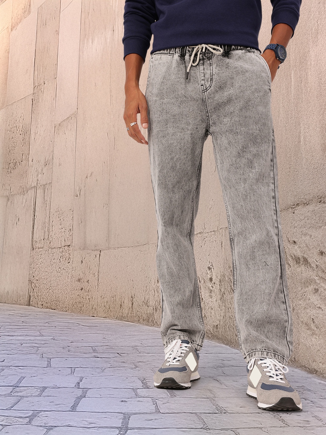 

Kook N Keech Men Grunge Touch Heavy Fade Pajama Fit Jeans, Grey