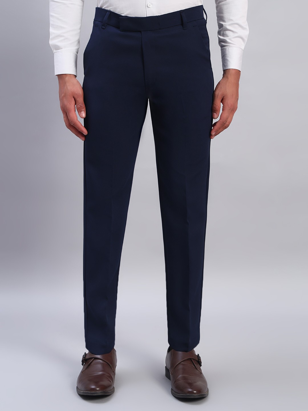 

AXNIS Men Ultra Slim Fit Trousers, Navy blue