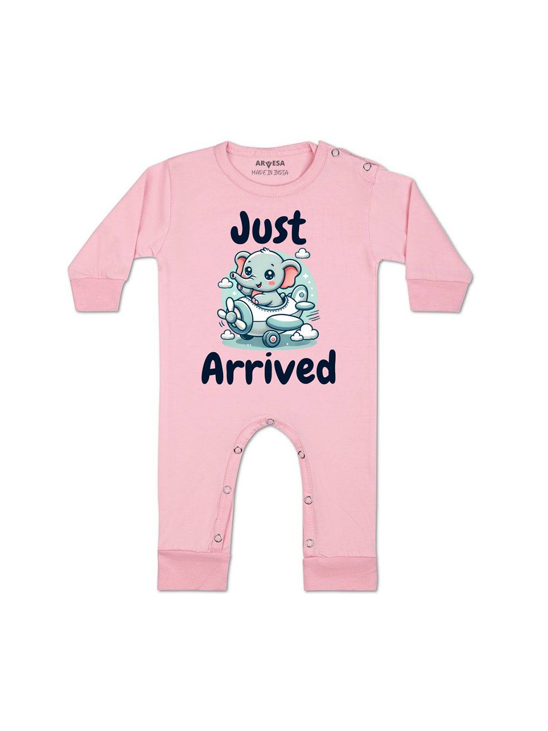 

Arvesa One Month Baby Boy Printed Baby Romper, Pink