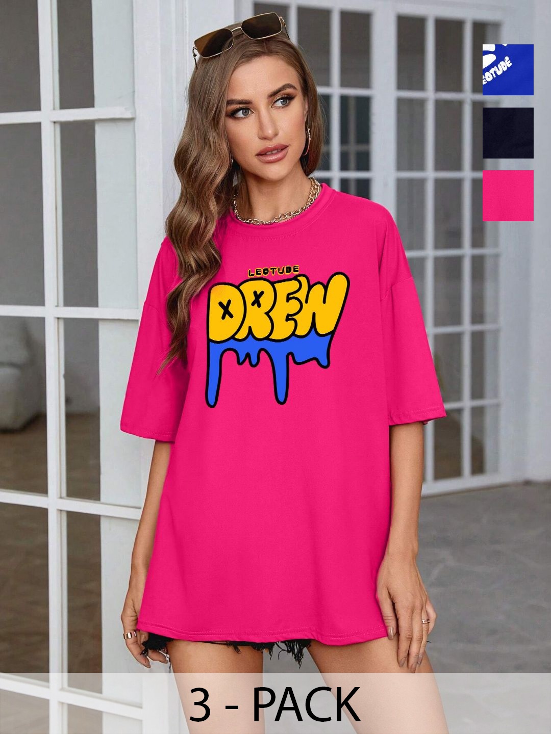 

Leotude Women 3 Printed T-shirt, Multi