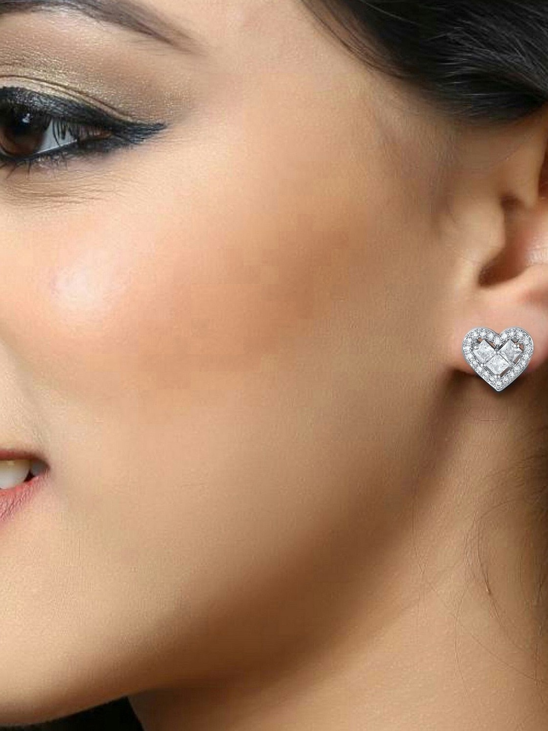 

DIVASTRI Rhodium-Plated Cubic Zirconia Studded Studs, Silver