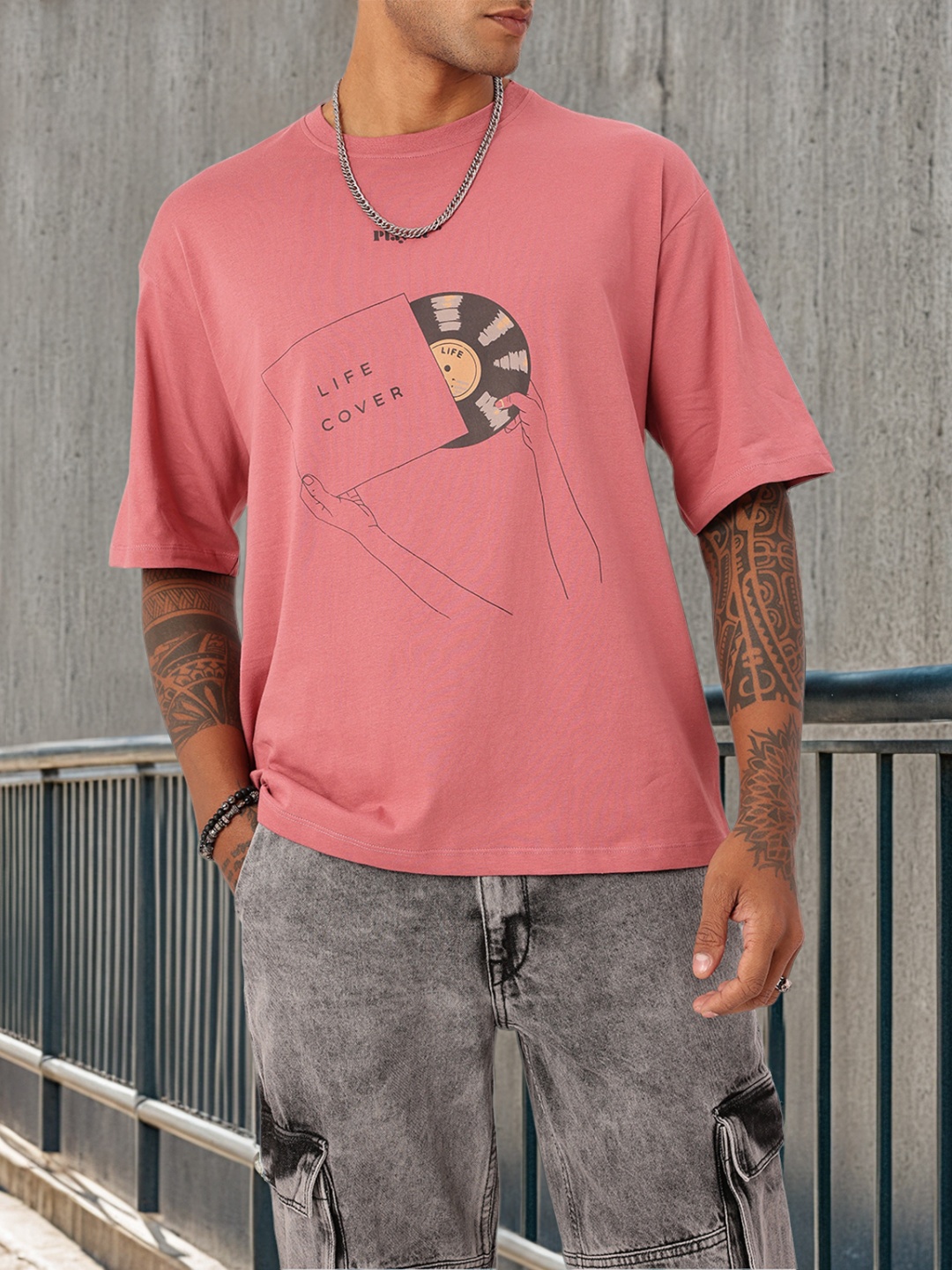 

Kook N Keech Street Life Graphic Printed Oversized Fit T-shirt, Rose