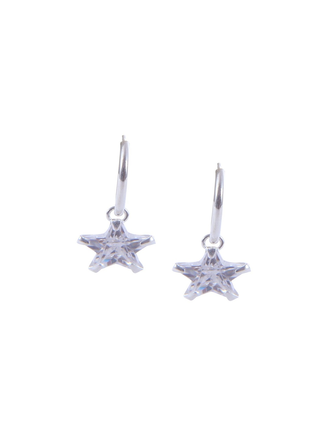 

Abhooshan 92.5 Sterling Silver Silver-Plated Cubic Zirconia Star Shaped Hoop Earrings, White