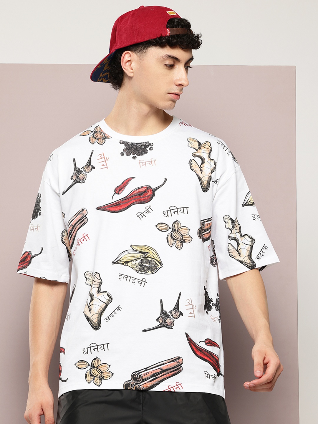 

Kook N Keech Printed Drop-Shoulder Sleeves Pure Cotton Oversized T-shirt, White
