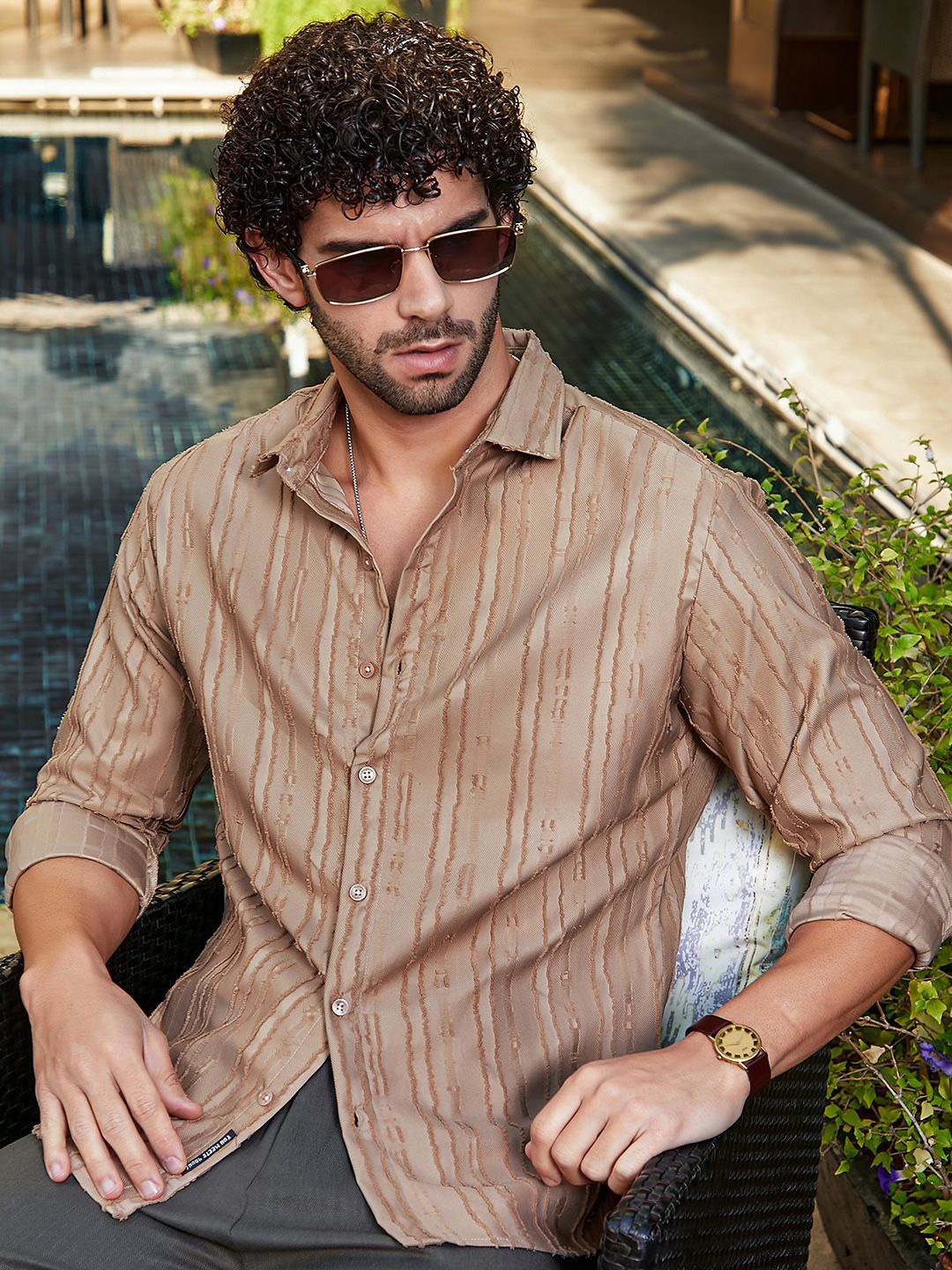 

Campus Sutra Men Comfort Opaque Printed Casual Shirt, Beige