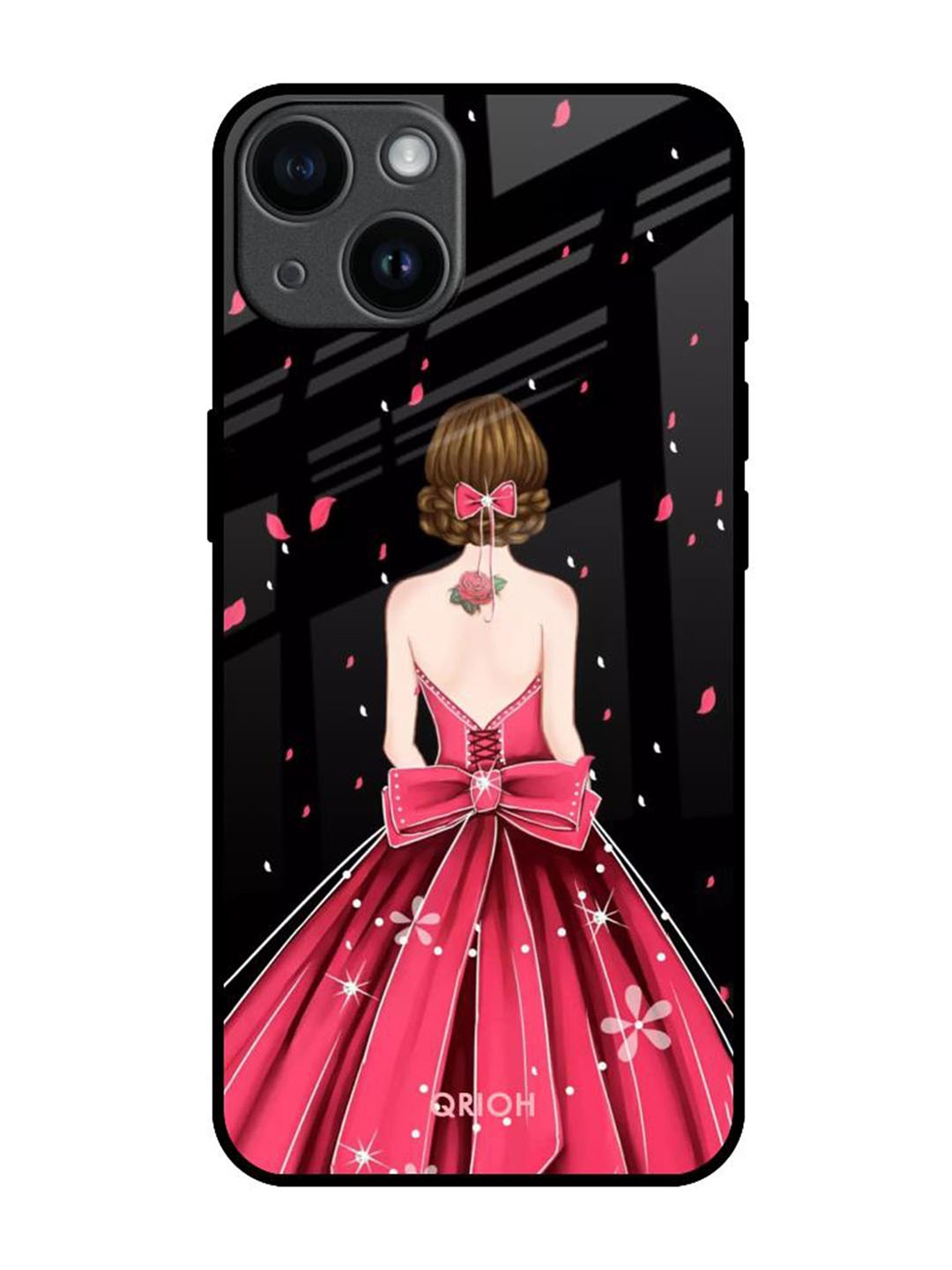 

QRIOH Quirky Printed iPhone 14 Back Case Mobile Accessories, Black