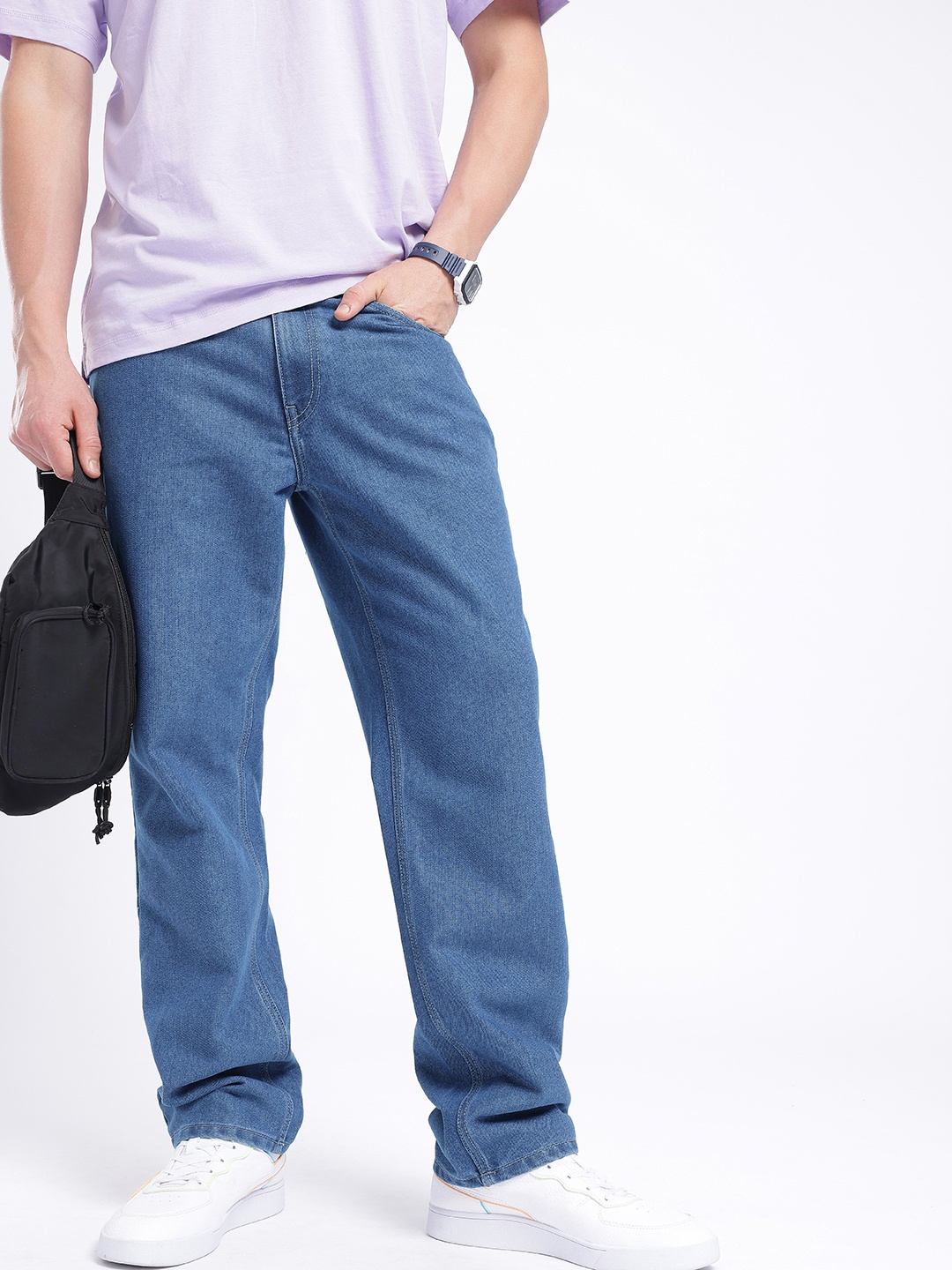 

glitchez Men 90's Revival Straight Fit Jeans, Blue