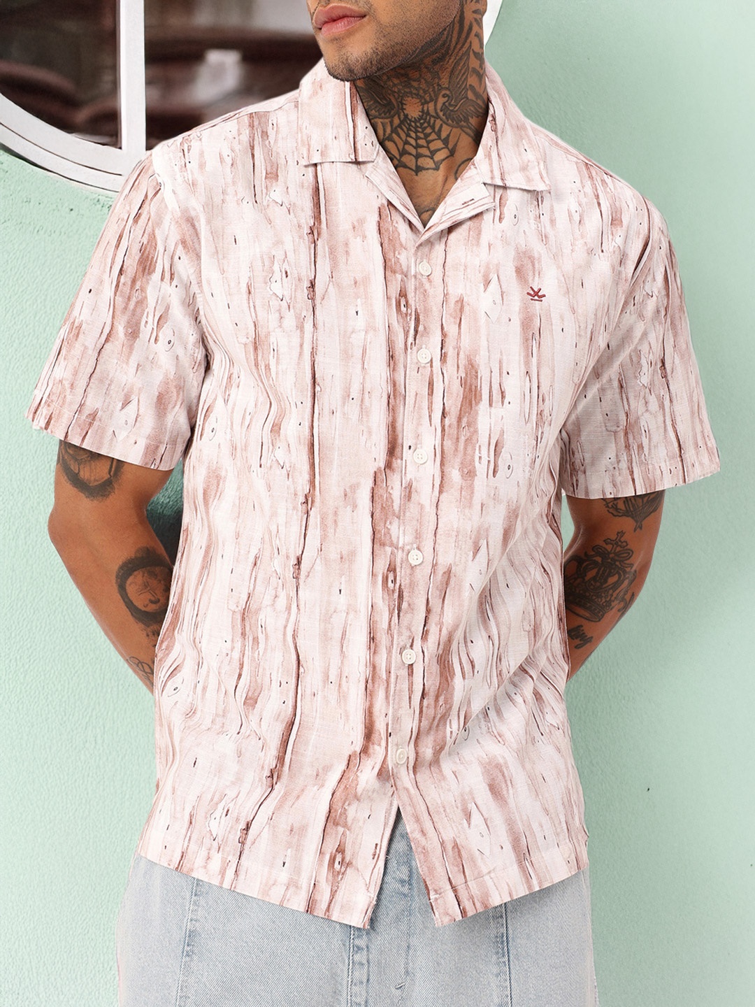 

WROGN Getaway Cool Printed Resort Fit Shirt, Mauve