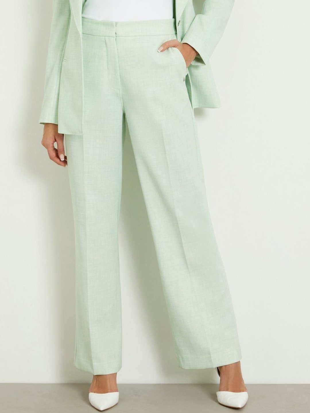 

GUESS Women High-Rise Trousers, Green