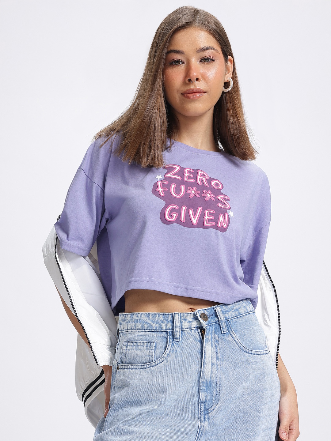 

glitchez Typography Paradise Boxy T-shirt, Purple
