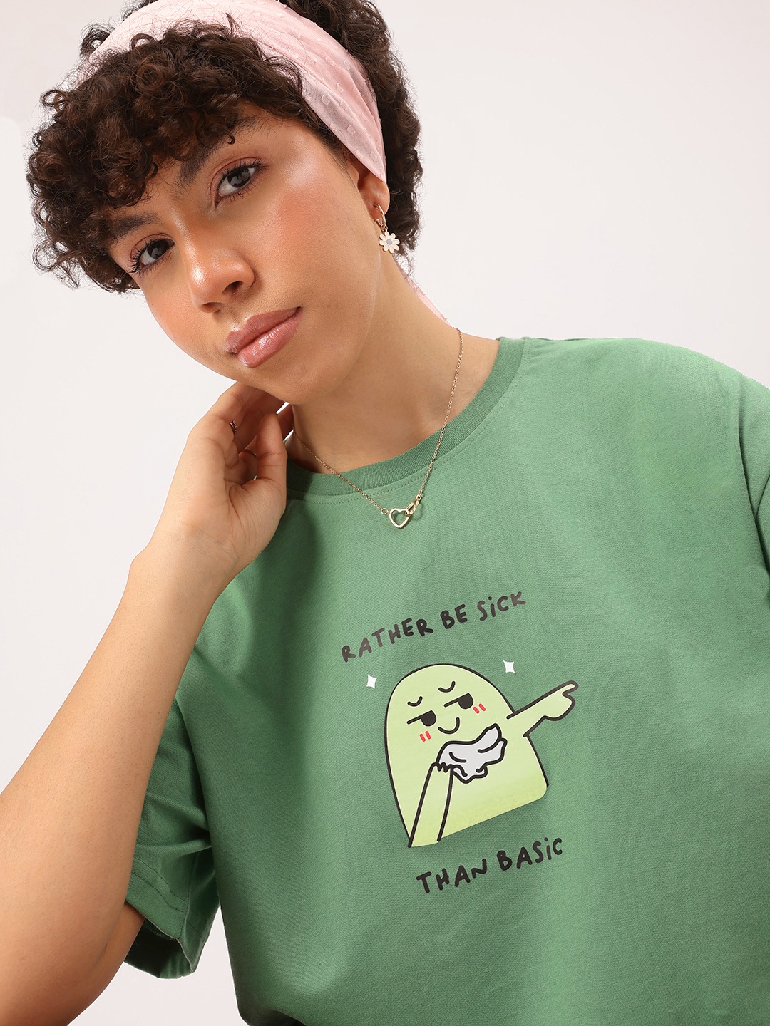 

DressBerry Dapper Dreams Printed Relaxed Fit T-shirt, Green