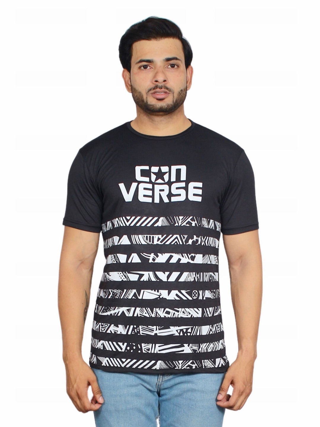 

Deefab Men Typography Pockets T-shirt, Black