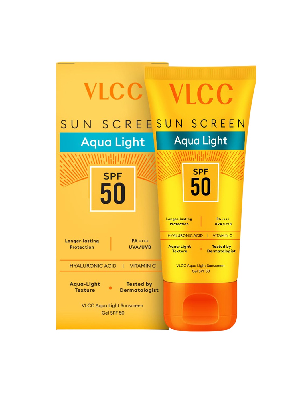 

VLCC Aqua Light Long Lasting Protection Sunscreen Gel SPF 60 PA++++ - 100 g, Yellow