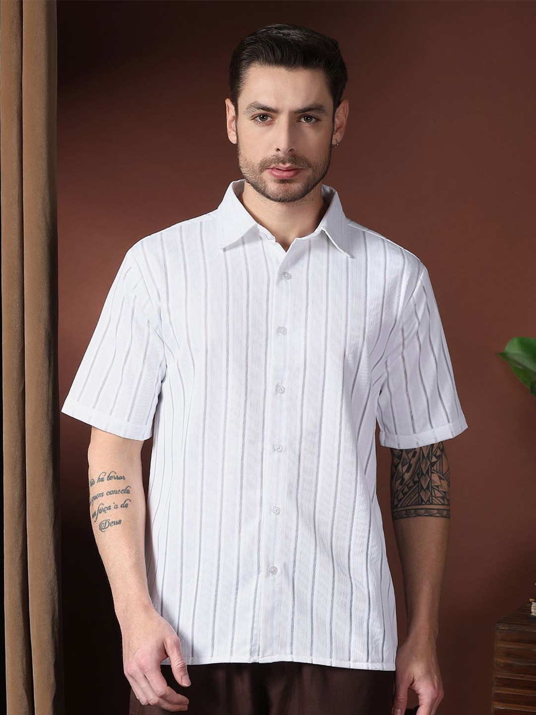 

Kotty Men Classic Opaque Casual Shirt, White
