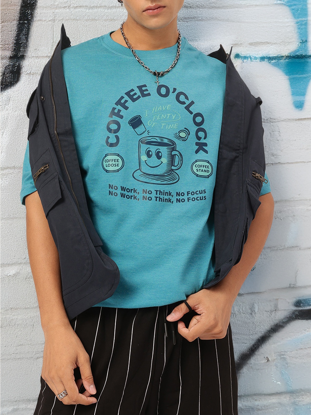 

Kook N Keech Espresso Please Graphic Oversized T-shirt, Blue