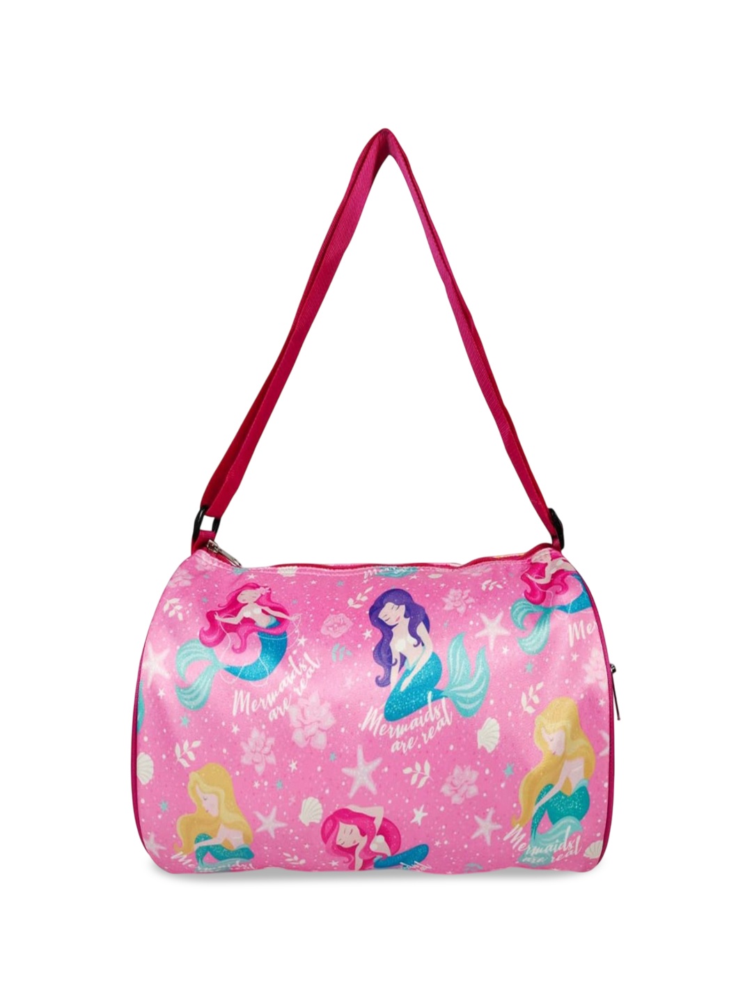 

ANNA CREATIONS Girls Printed Glitter Sports Duffel Bag, Pink