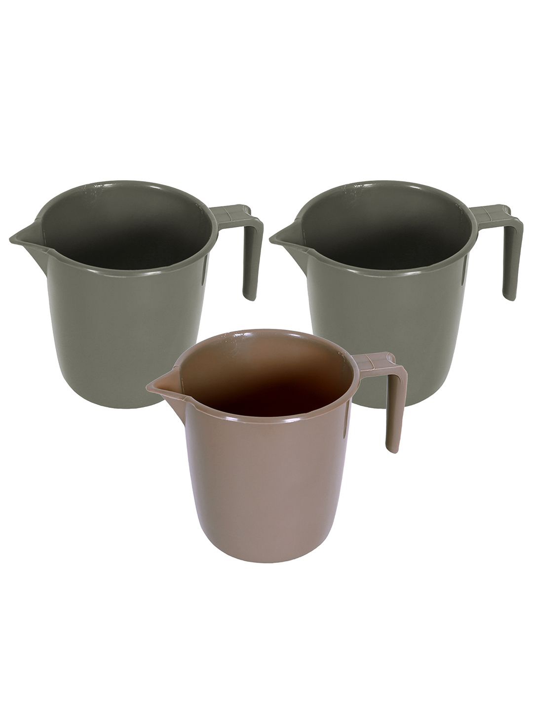 

Kuber Industries Green & Brown 3 Pieces Glossy Bath Mugs 1L Each