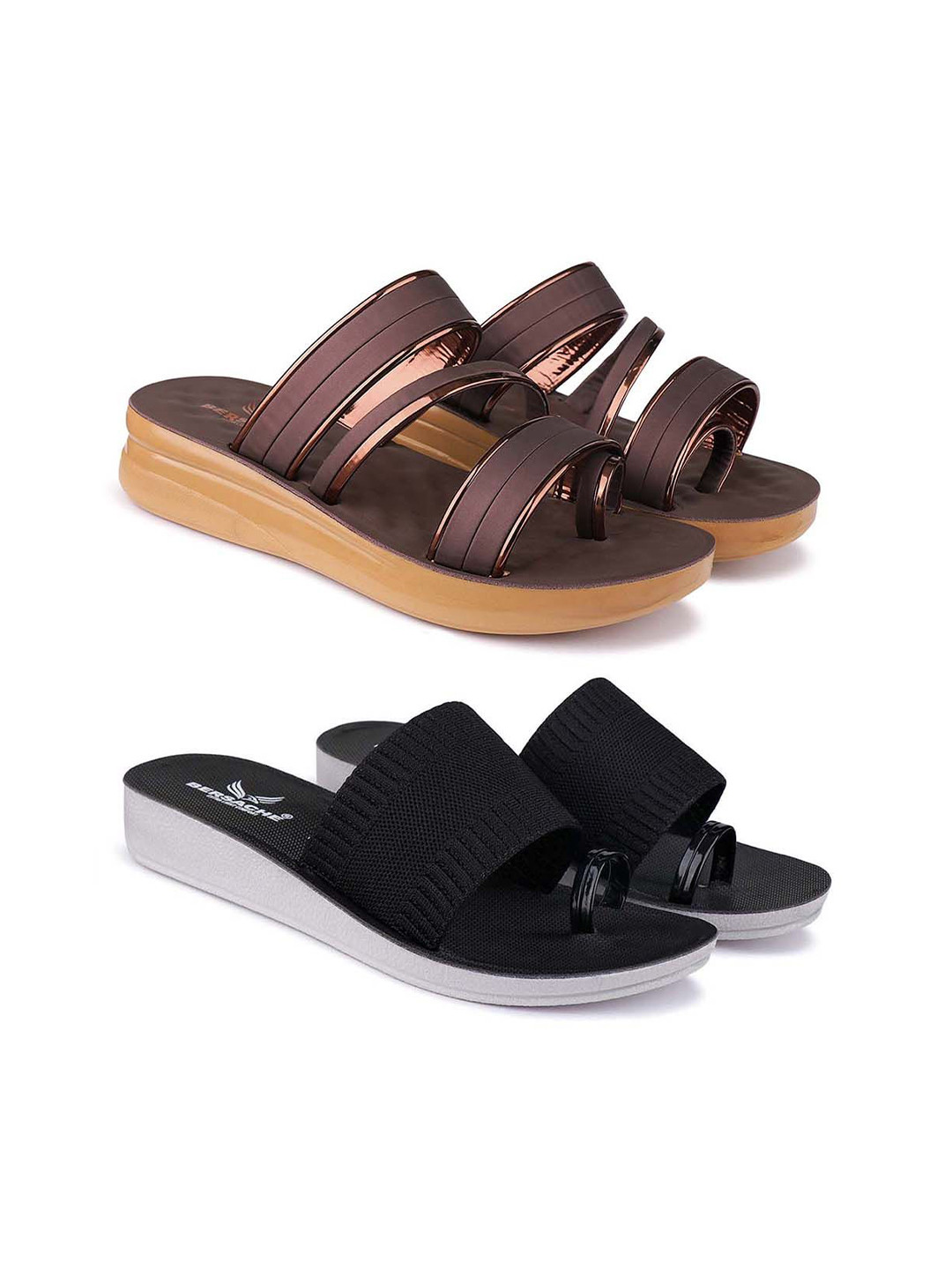 

BERSACHE Women Open Toe Flats, Brown