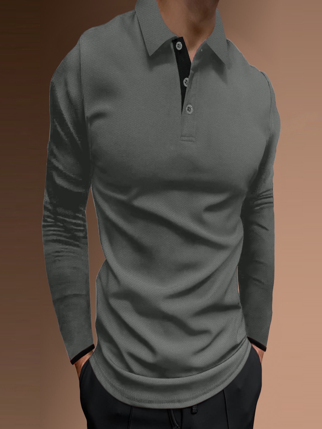 

StyleCast x Revolte Men Solid Polo Collar T-shirt, Grey