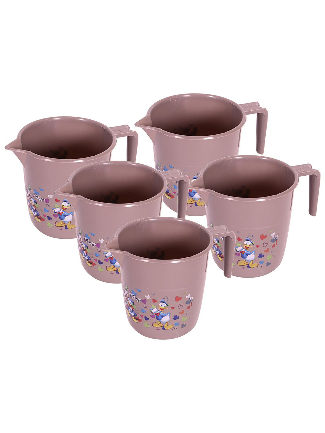 

Kuber Industries Brown & White 5 Pieces Floral Printed Bath Mugs 1L Each