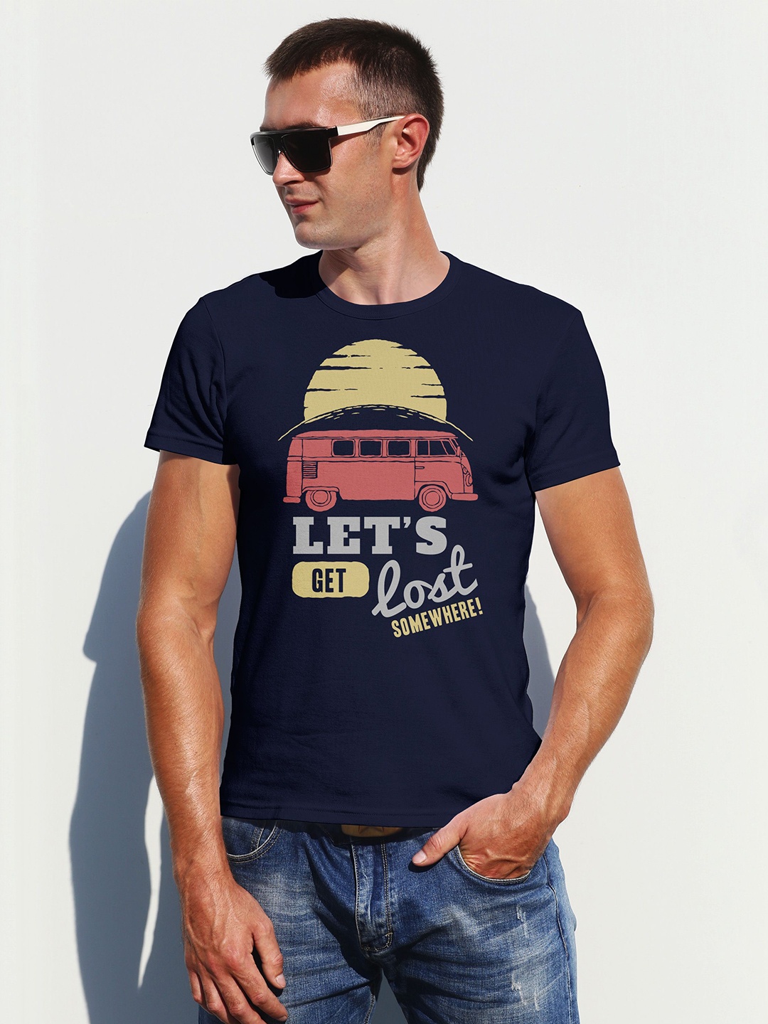 

Moda Rapido Men Printed T-shirt, Navy blue