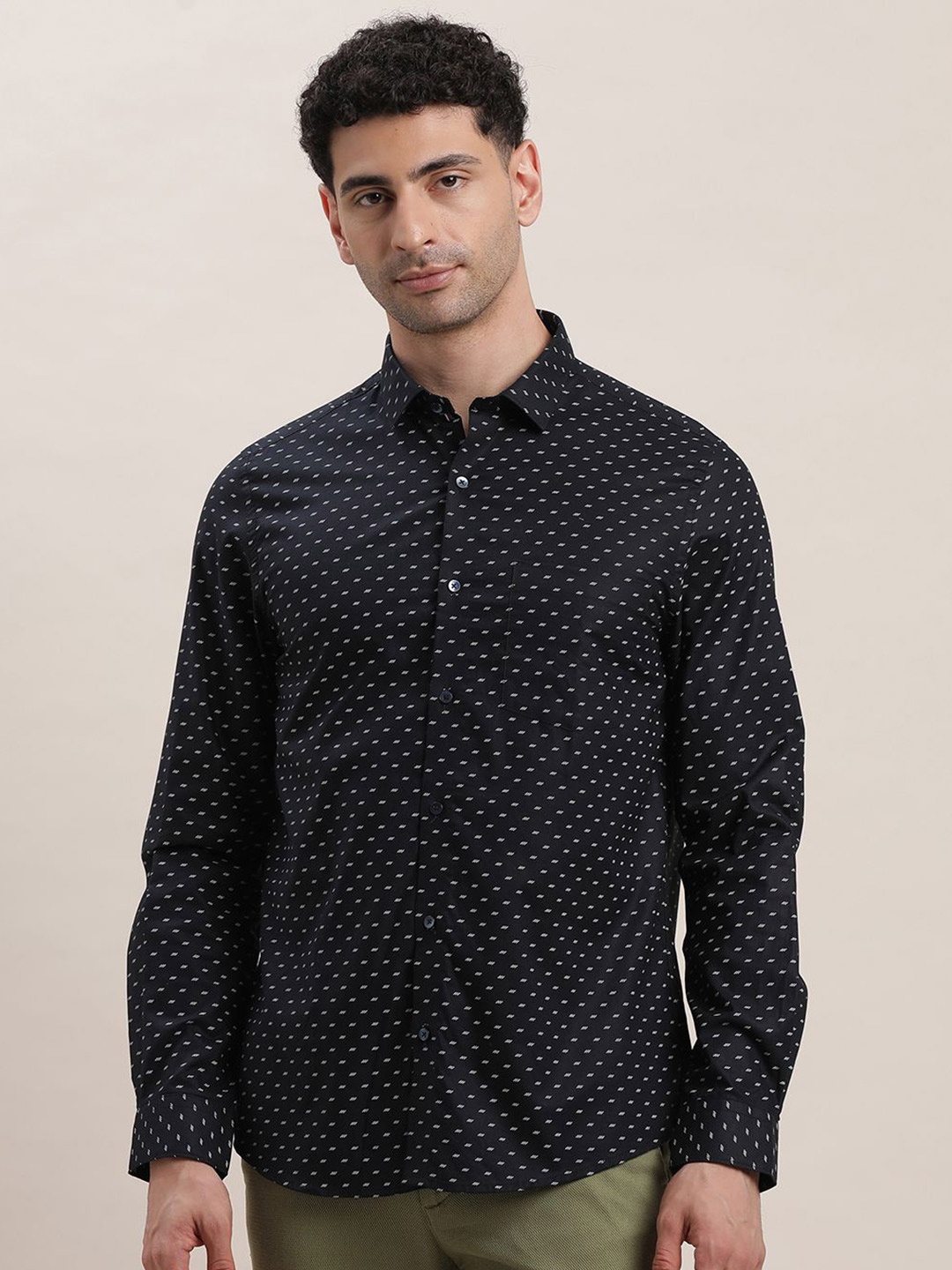 

Turtle Men Classic Opaque Printed Formal Shirt, Blue