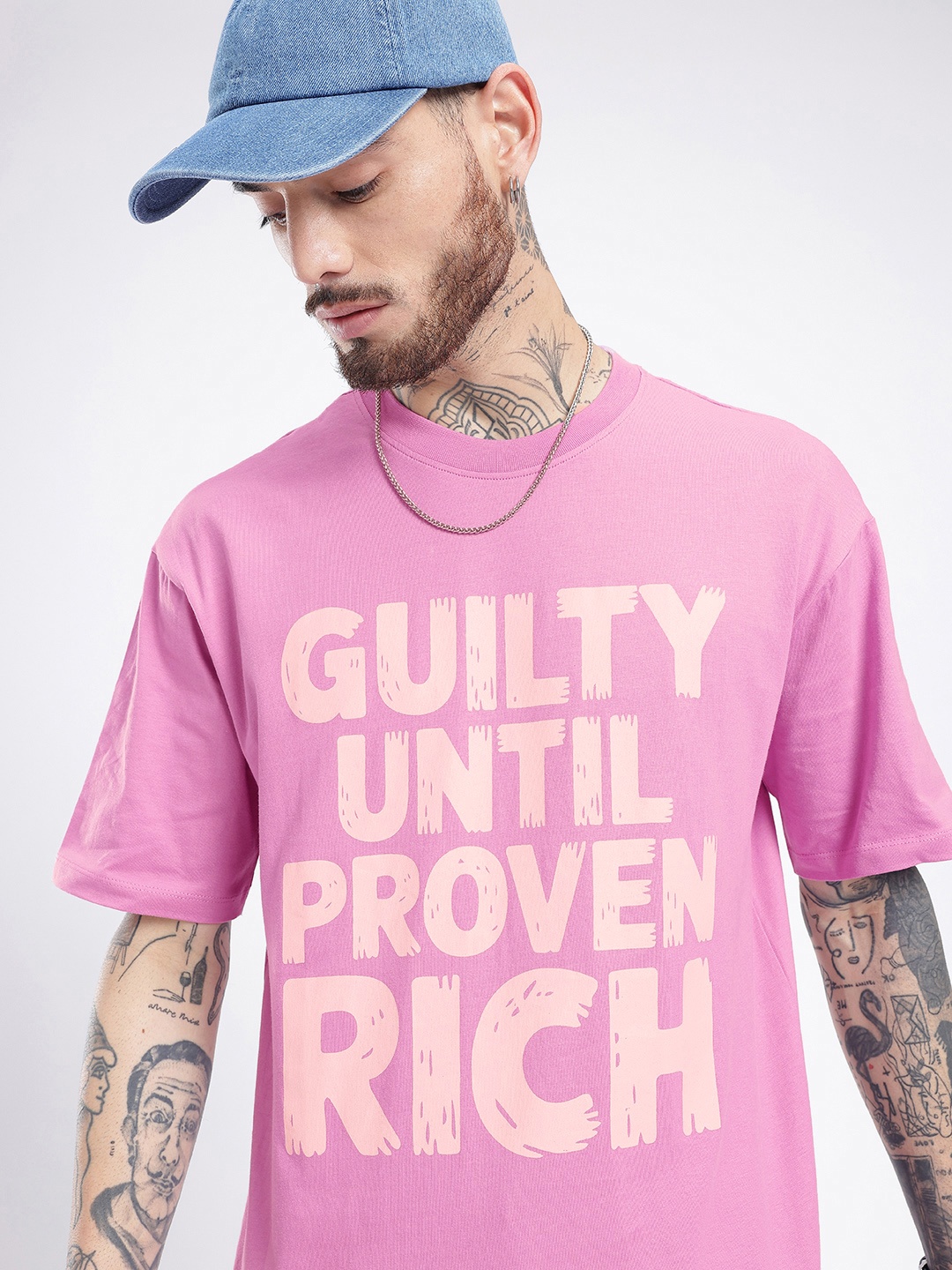 

glitchez Downtown Dope Printed Oversized T-shirt, Pink