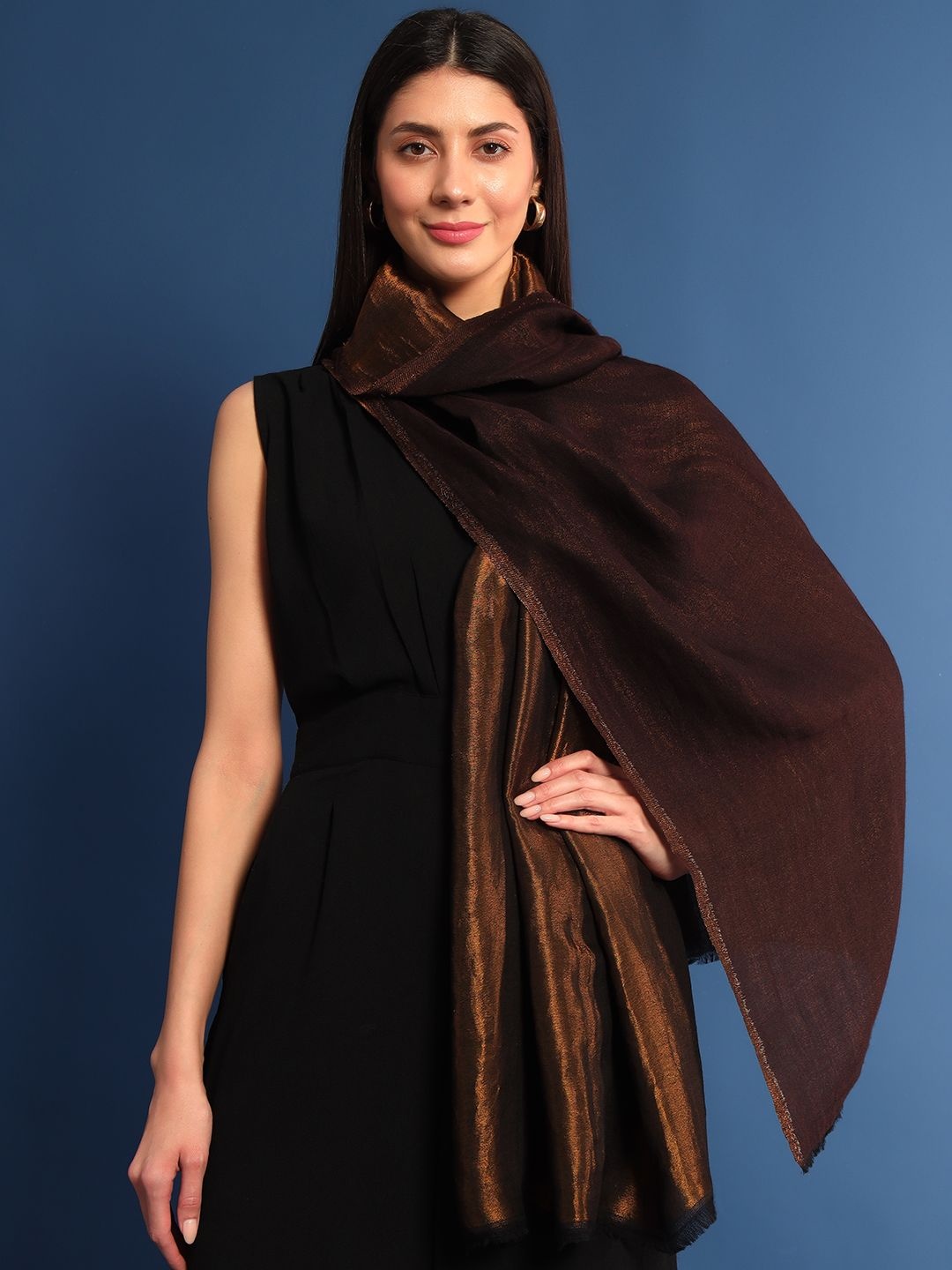 

Pashmoda Women Woven Design Stole, Brown