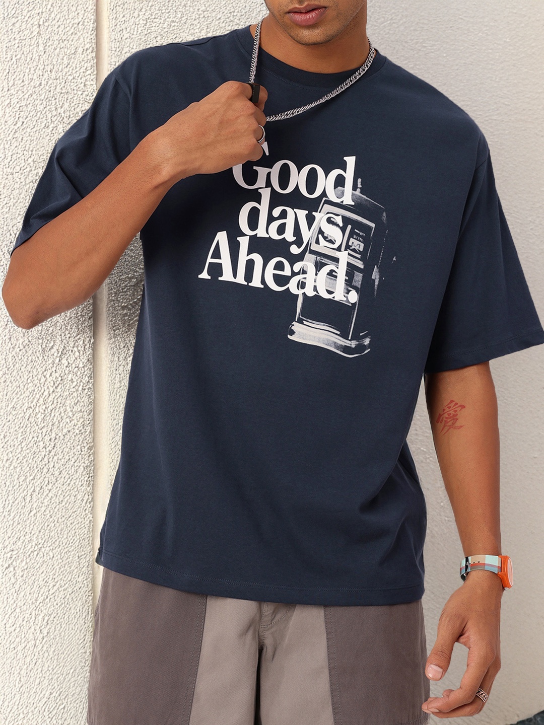 

Kook N Keech City Cool Printed Oversized T-shirt, Navy blue