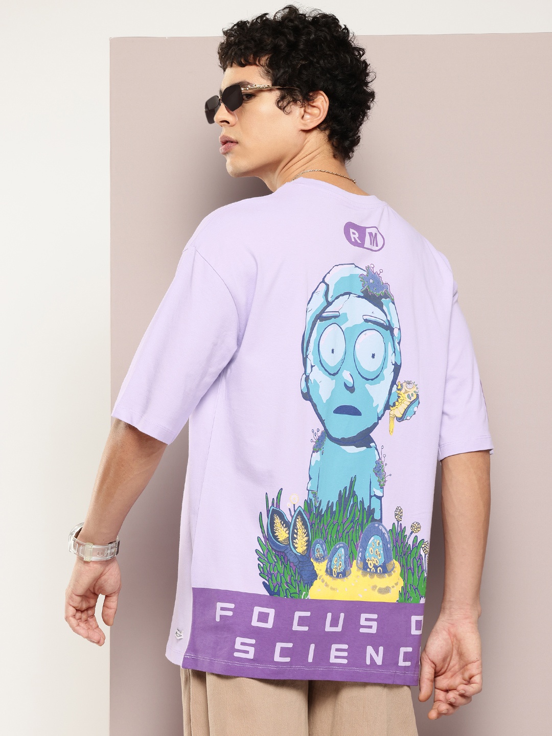 

Kook N Keech Men Printed Pure Cotton Oversized T-shirt, Lavender