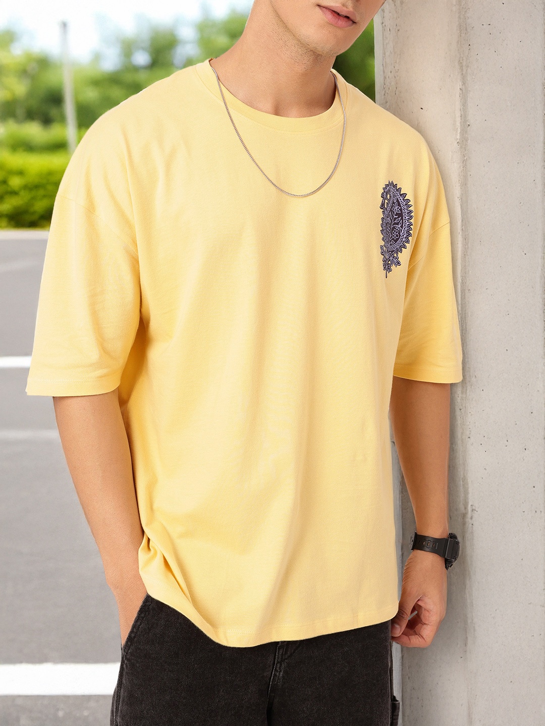 

Kook N Keech Urban Aesthetics Printed Oversized T-shirt, Yellow