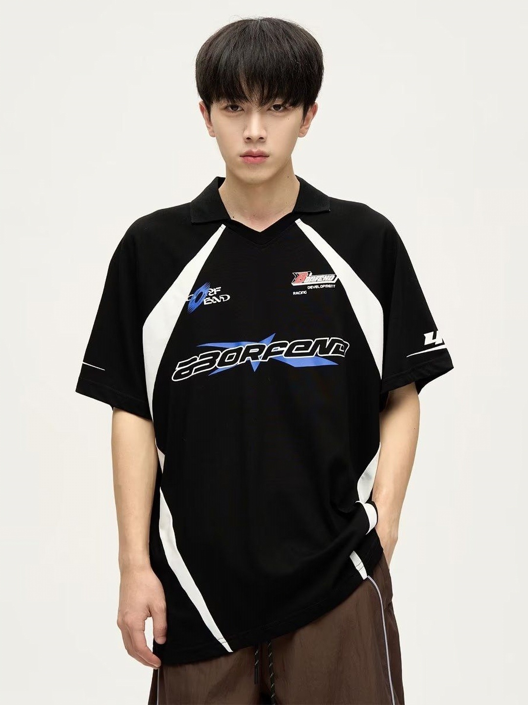 

StyleCast Men Polo Collar Monochrome T-shirt, Black