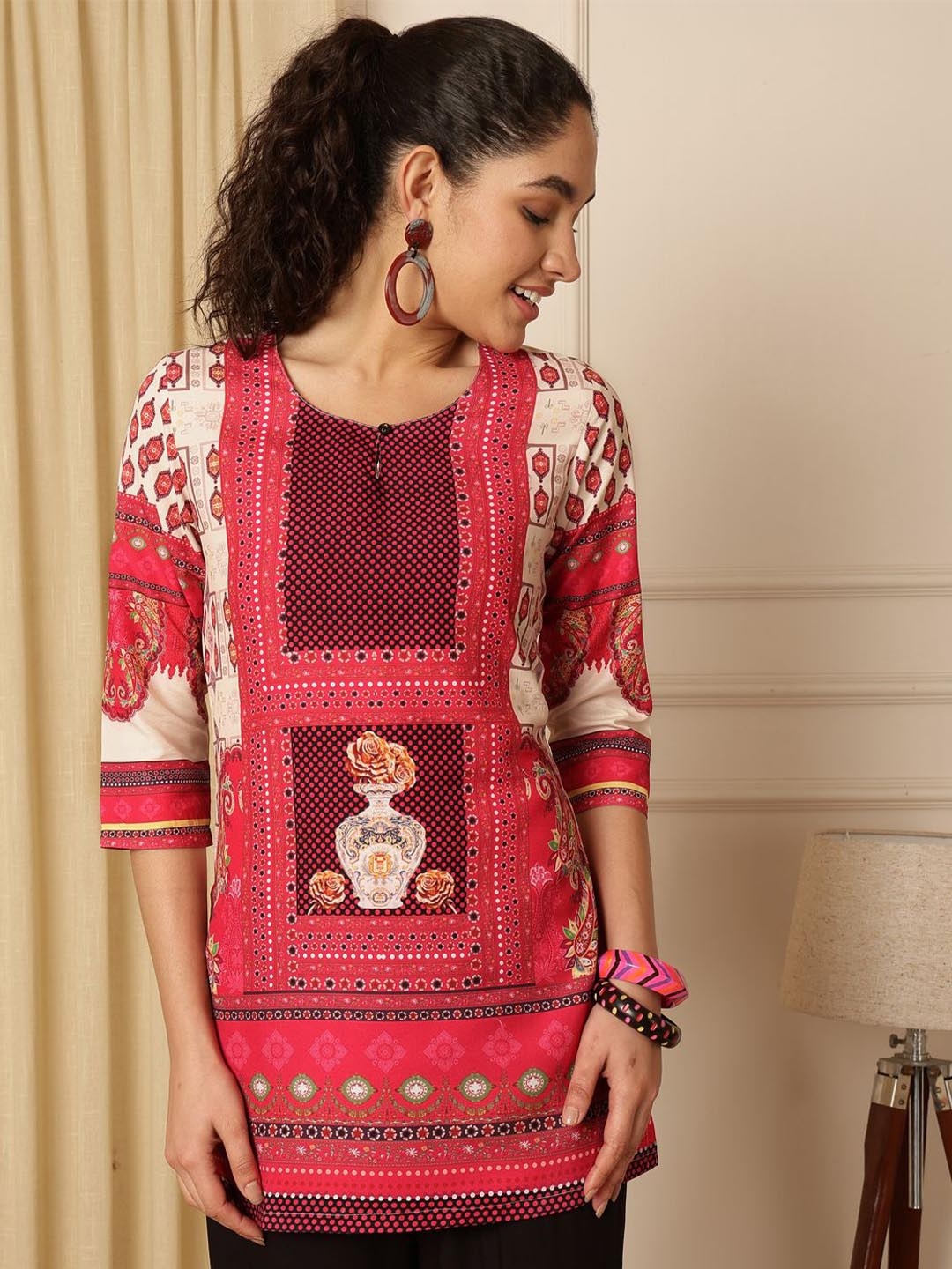 

AKIMIA Printed Kurti, Cream