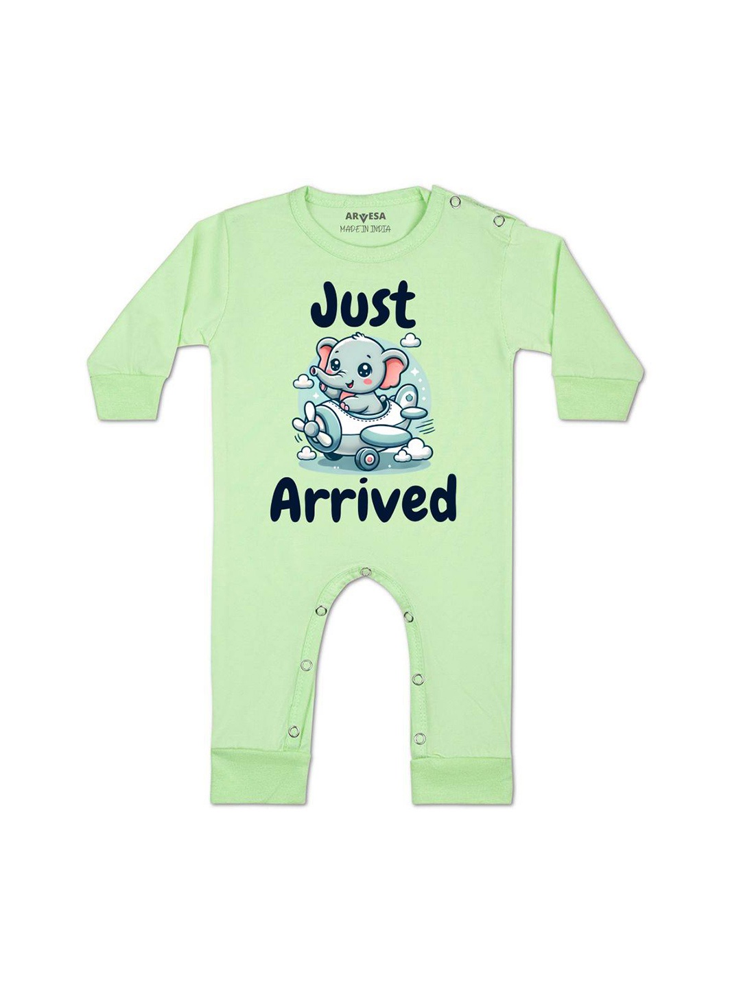 

Arvesa One Month Baby Boy Printed Baby Romper, Green