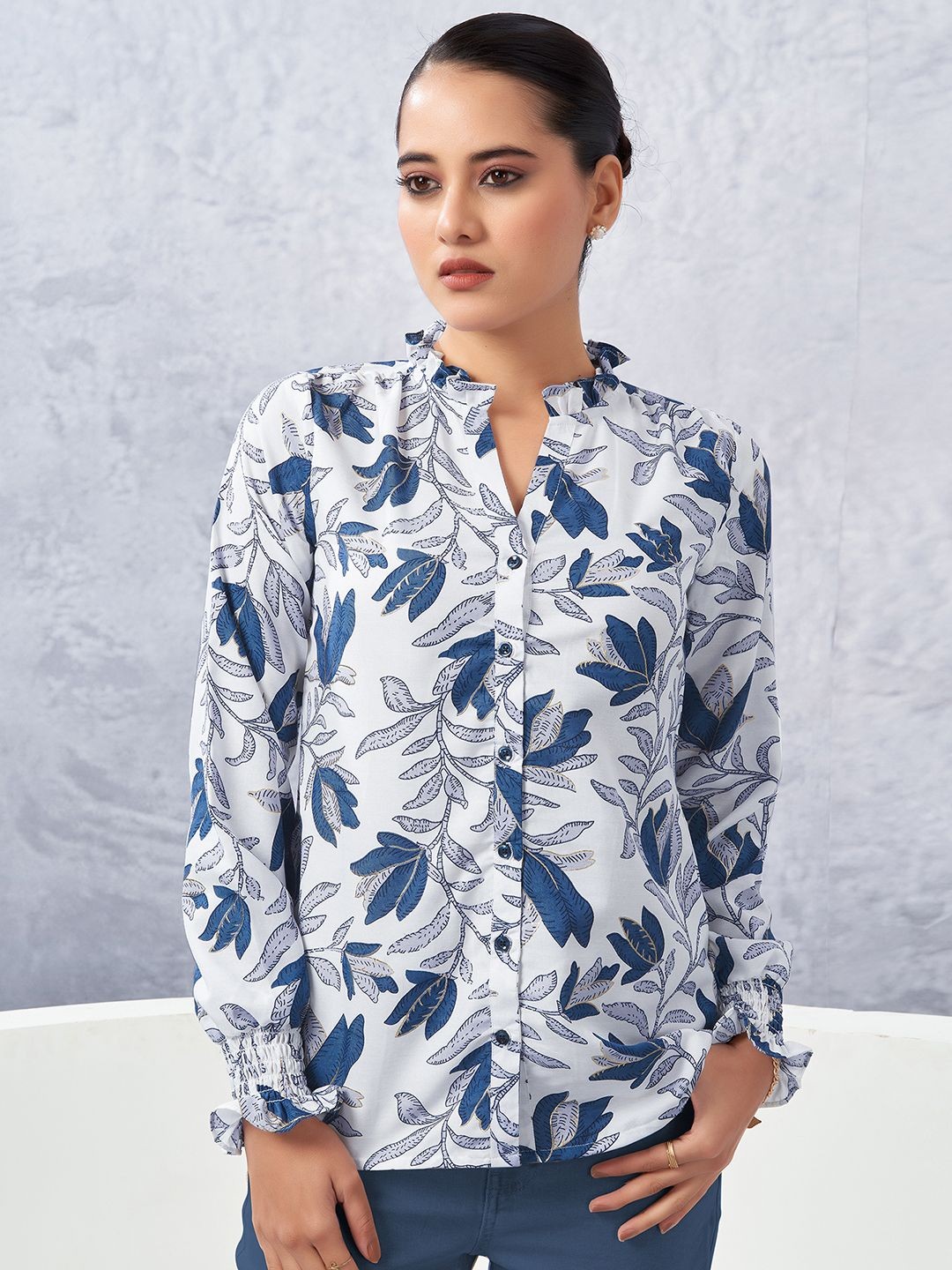 

Moda Rapido Women Floral Opaque Printed Casual Shirt, White